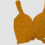 Uretti - ASLI 5776 - El Yapımı Fırfır Detaylı Turuncu Crop Top