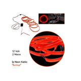 CARUB Araç İçi Torpido Ledi 12v İp Neon Kırmızı 2MT