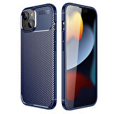 Smcase iPhone 14 Kılıf Negro Karbon Dokulu Silikon  Nano Ekran Koruyucu