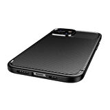Smcase iPhone 14 Kılıf Negro Karbon Dokulu Silikon  Nano Ekran Koruyucu