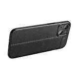 Smcase iPhone 14 Plus Kılıf Deri Dokulu Niss Silikon  Tam Kaptan Ekran Koruyucu