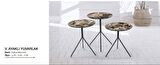 Zigon OSM  YUVARLAK MODEL Parlak Ahşap mermer MDF tabla Metal V ayak İtinalı paket ve kargo Kutu da sevk