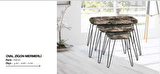 Bengi Zigon OSM OVAL Model Parlak Ahşap Mermer Desen Kahve Mdf tabla Metal V ayak El Yapım