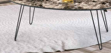 Bengi Orta sehpa OSM OVAL MODEL Parlak Ahşap mermer MDF tabla Metal V ayak İtinalı paket  Kutu da nakliye