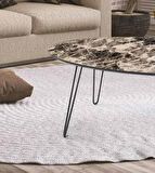 Orta sehpa OSM OVAL Model Metal V Ayak Parlak Ceviz Tabla İtinalı paket ve kargo Kutu sevk