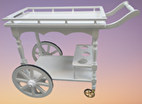 Bengi Servis Araba Teker Model Ahşap Kayın İnce torna İskelet Natüre Boya ,Yemek servis ideal çözüm