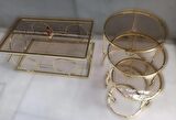 Bengi Orta ve zigon sehpa Halkalı takım Model Metal Dalga Ayak Gold renk Kaplama Temper Cam El Yapımı