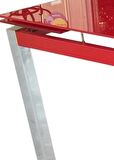 Masa CAM LAZER YPIŞTIRMA Metal transmisyon Çelik nikelaj ayak Kırmızı TEMPER Cam Kutu sevk El Yapım