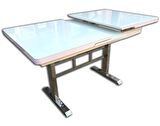 Masa Ayak Japon Model Metal Nikelaj 80*130 Dikdörtgen Kelebek Yan Açılır Temper Cam El Yapım 