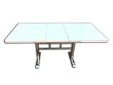 Masa Ayak Japon Model Metal Nikelaj 80*130 Dikdörtgen Kelebek Yan Açılır Temper Cam El Yapım 