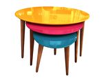 Zigon Sehpa Ahşap Kayın Retro Konik Ayak Model Üçgen Tabla 3 Renk Tabla ceviz ayak El Yapım