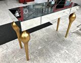 Dresuar TOMBUL ayak Model Kayın Torna MDF tabla Parlak gold Füme cam Kaplama 