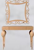 Dresuar Torna TOMBUL Model Ahşap Kayın RETRO HAM ayak  MDF tabla CNC Nakış ayna Çerçeve El Yapım