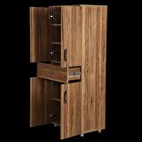 Çok Amaçlı Dolap 180 cm Hard Parlak CEVİZ Suntalem 4Raf 1Çekmece Kutuda sevk El Yapım 