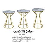 Bengi Brc CADDE ZİGON Beyaz Mermer Model Metal Çelik gold Renk Kaplama El Yapımı