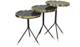 Zigon Brc Küpe Model Sehpa Metal Bakır Gold renk 3 ayak Kırılmaz cam tabla El Yapım