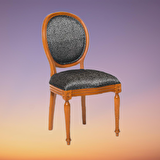 Bengi Sandalye MADALYON Model Kayın İnce Torna RETRO ayak Parlak ceviz Natüre Kumlu Örgü Kumaş El yapım