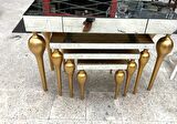 Dresuar-Zigon TOMBUL Model Kayın Torna MDF tabla Parlak gold Boya İskelet Füme cam Kaplama El Yapım