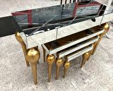 Dresuar-Zigon TOMBUL Model Kayın Torna MDF tabla Parlak gold Boya İskelet Füme cam Kaplama El Yapım