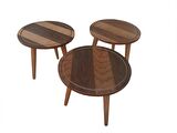 Orta Sehpa ve Zigon PAPATYA Model Ceviz Kaplam Kayın torna Retro Ayak Mdf tabla El yapım
