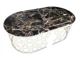 Bengi Orta Sehpa GEOMETRİK Metal Transmisyon Çelik Siyah Osmanlı Motif Parlak beyaz Ayak MDF tabla El Yapım