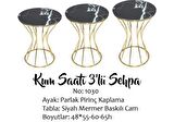 Brc KUM SAATİ ZİGON Siyah Mermer TEMPER cam Metal transmisyon Çelik GOLD Renk Kaplama El Yapım