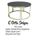 Bengi Brc C ORTA sehpa Model Siyah DÜZ TEMPER Cam Metal çelik GOLD renk Kaplama Ayak El Yapım