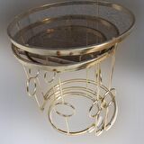 Zigon ZLF HaLKALI Siyah Düz Temper Cam Tabla  Metal transmisyon Gold kaplama El Yapım