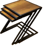 Bengi Zigon ZLF 3LÜ Z Model Metal Transmisyon çelik Siyah fırın boya MDF Ceviz tabla El Yapım