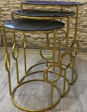 Bengi Zigon ZLF HaLKALI Siyah Düz Temper Cam Tabla  Metal transmisyon Gold renk Ayak El Yapım