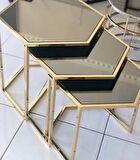 Bengi Zigon ZLF 3LÜ  Model Metal çelik ROSE renk Kaplama MDF siyah mermer tabla El Yapım