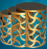 Bengi Zigon Zlf Sehpa CNC Rüzgar Gülü Model Metal Gold Renk Siyah Düz Cam Tabla El Yapım
