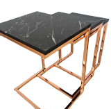 Zigon Zlf C Model Sehpa Metal Rose Renk Kaplama Mdf Siyah Mermer Tabla El Yapim