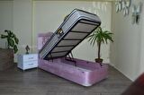 Bengi Baza-Başlık-Yatak TayTüy Pembe Silin Kumaş Model Metal Çelik Fırın Boya İskelet 90*190cm ElYapım