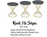 Bengi Zigon Brc RİVOLİ model Siyah mermer Kırılmaz cam Transmisyon Metal Gold kaplama El Yapım