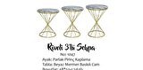 Bengi Brc RİVOLİ Model Zigon Beyaz Mermer Temper Cam Metal Transmisyon Çelik gold renk Kaplama El Yapım