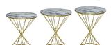 Bengi Brc RİVOLİ Model Zigon Beyaz Mermer Temper Cam Metal Transmisyon Çelik gold renk Kaplama El Yapım