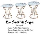 Bengi Brc KUMSAAT Model Zigon ŞIK Düz Beyaz Temper Cam Metal Transmisyon Çelik Roza Renk Kaplama El Yapım