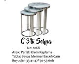 Bengi Zigon C MODEL Krom Kaplama renk Kırılmaz Temper Beyaz mermer cam Tabla El Yapım