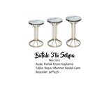 Bengi Brc Bufalo Zigon Model Beyaz Mermer Temper cam Metal Transmisyon Gümüş Renk Kaplama El Yapım