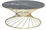Bengi Brc RİVOLİ Orta Sehpa MODEL 1040 Siyah mermer Cam Metal  Gold  renk Kaplam Ayak El Yapım