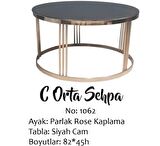 Orta sehpa C Brc Model Düz Siyah Temper Cam Metal çelik ROSE renk Kaplama Ayak El yapım