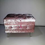 Çeyiz SANDIK Kapitone Model 3lü Set PEMBE Kadife Kumaş İçi Kırmızı Tela Kutu sevk El Yapım