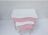 Bengi Zigon S Model Kayın Torna RETRO Ayak Parlak pembe-beyaz renk MDF Tabla El Yapımı