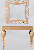 Dresuar 17745 TOMBUL Model Kayın RETRO HAM ayak MDF tabla CNC ayna Çerçe El yapım