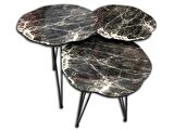 Zigon 17975 PAPATYA Ahşap Siyah Mermer Desen MDF Tabla Metal Ayak V Ayak El Yapım