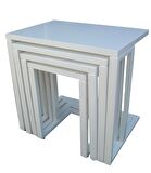 Zigon Sehpa C Torna Kayın Model Tekerlek ayak MDF tabla Parlak beyaz Lake Boya El Yapım