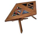 Zigon-Orta 18103 Sehpa Üçgen Tk Model KAYIN Ceviz Üstü cam Çok İşlevli El Yapım