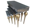 Dresuar-Zigon 18119 Sehpa Model Kayın Tombul Gold Ayak Cam Ayna kaplı El Yapım