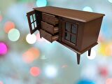 Tv Sehpa ST 18224 Windovs Model Pencere Gürgen Retro Ayak Ceviz Renk El Yapım